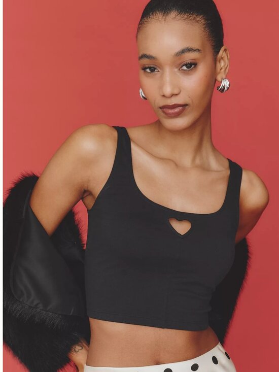 LyreBird Heart Cutout Crop Top Black S/M